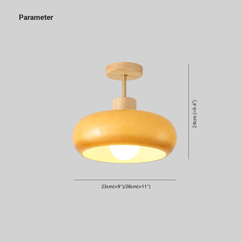 Valentina Flush Mount Ceiling Light Cup Minimalist Wood Glass