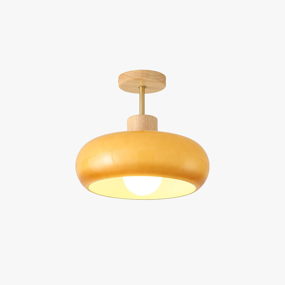 Valentina Flush Mount Ceiling Light Cup Minimalist Wood Glass