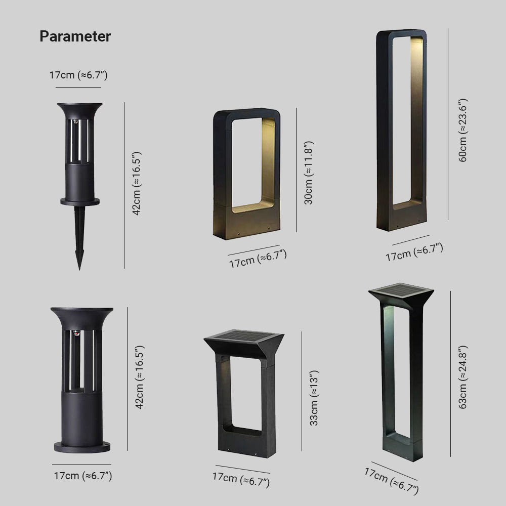 Ray Modern Metal Geometric Hollow Solar Outdoor Bollard Light