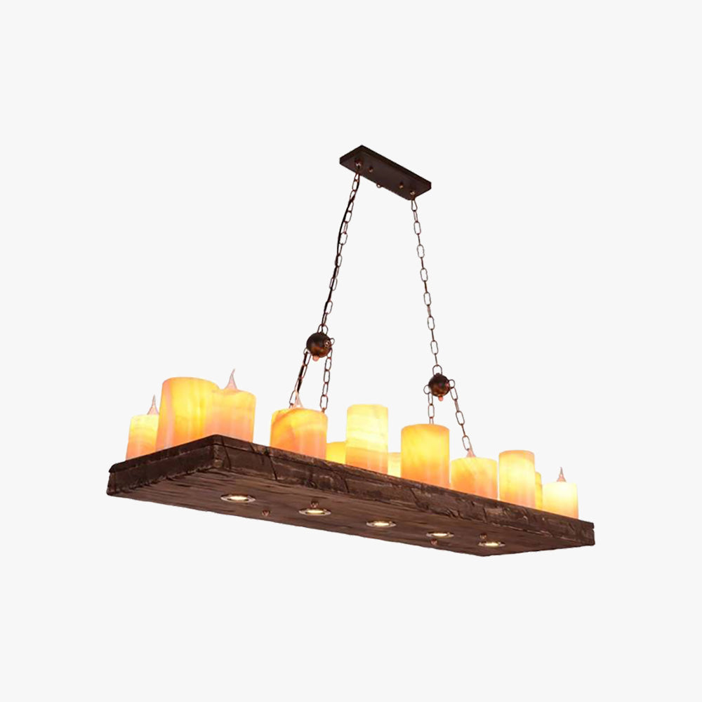 Epoch Candle /Glass/Wood Chandelier - Letslighting