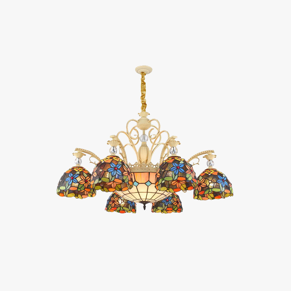 Tiffany Vintage Flower Chandelier, Multicolor Dining Room - Letslighting