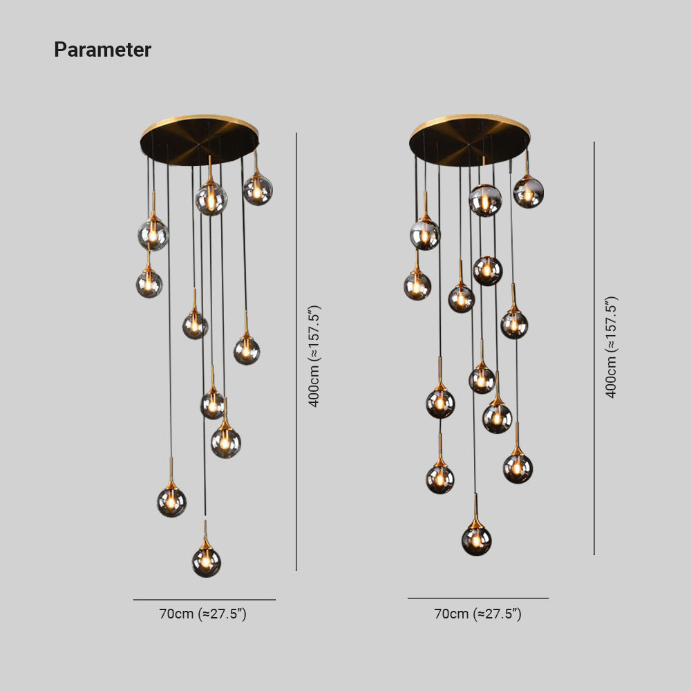 Valentina Modern Spiral Ball Glass Staircase Chandelier - Letslighting
