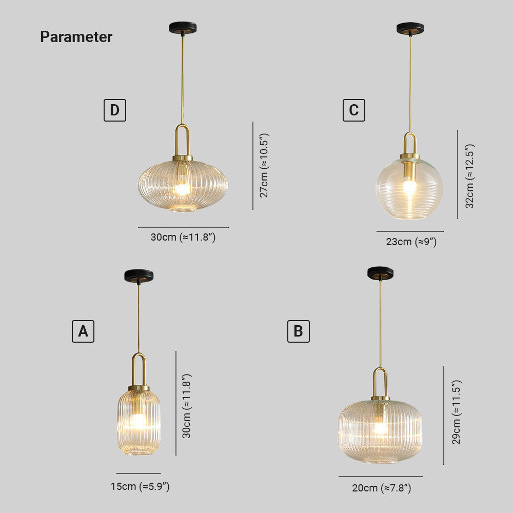 Arisha Modern Ribbed Clear Glass Pendant Light - Letslighting