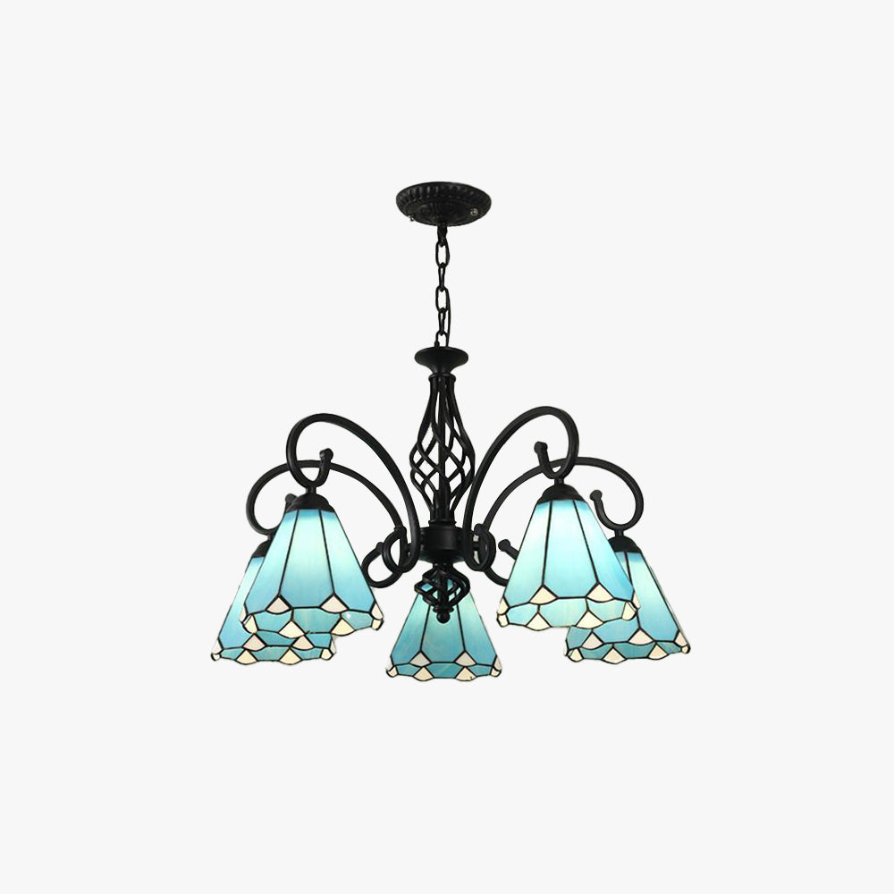 Tiffany Mediterranean Branch Metal Chandelier
