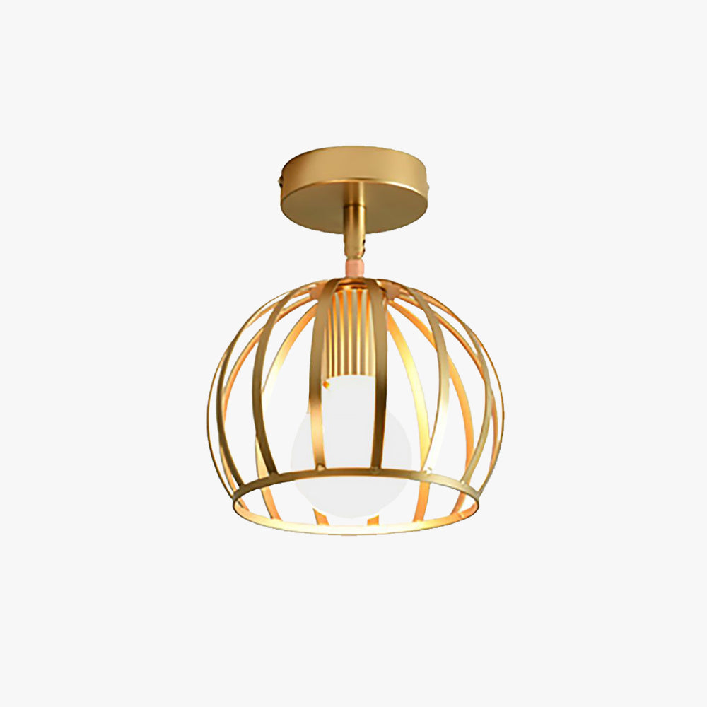 Arisha Semi Art Deco Globe Flush Mount Ceiling Light, Brass - Letslighting