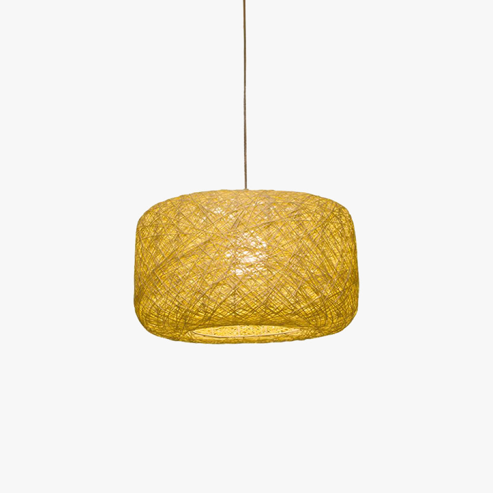 Ritta Natural Cylindrical Lantern Rattan Pendant Light, Hallway - Letslighting