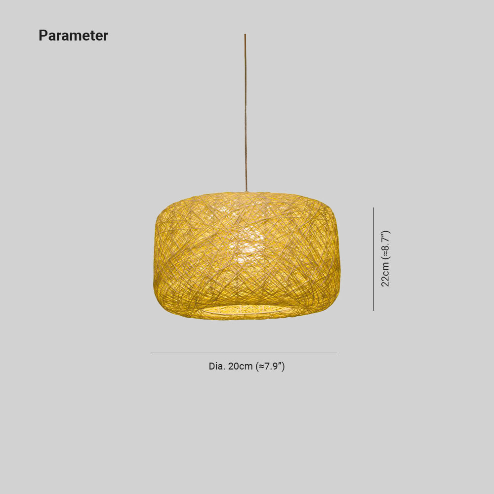 Ritta Natural Cylindrical Lantern Rattan Pendant Light, Hallway - Letslighting