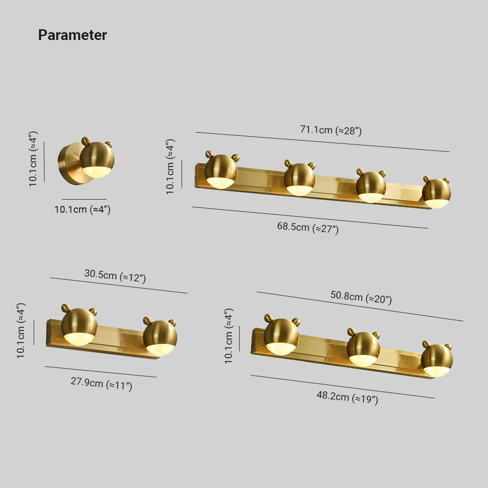 Arisha Modern Animal Globe Metal Vanity Wall Light Bedroom