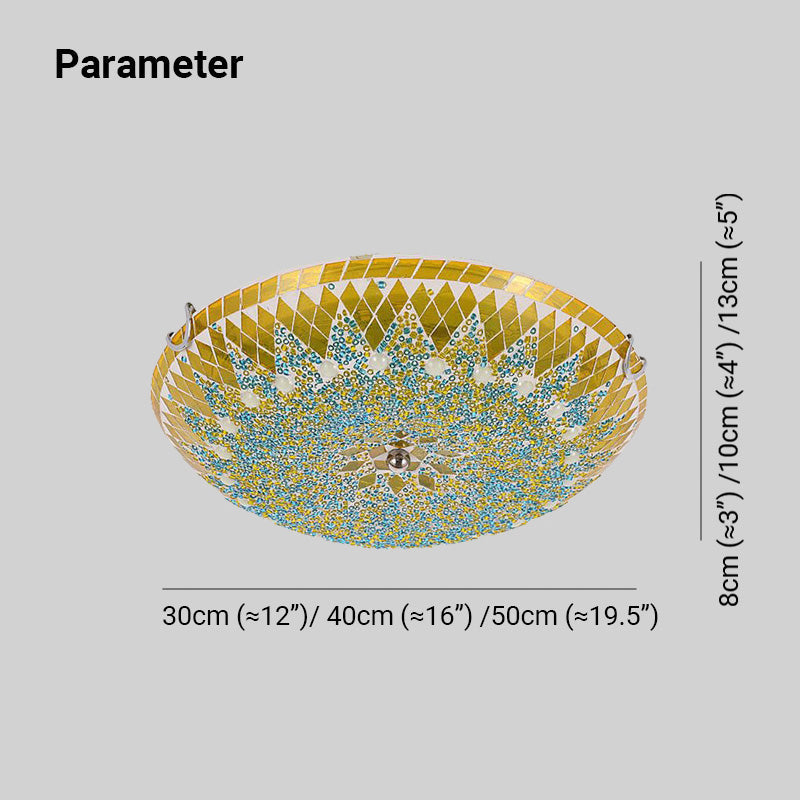 Tiffany Modern Mediterranean Glass Flush Mount Ceiling Light