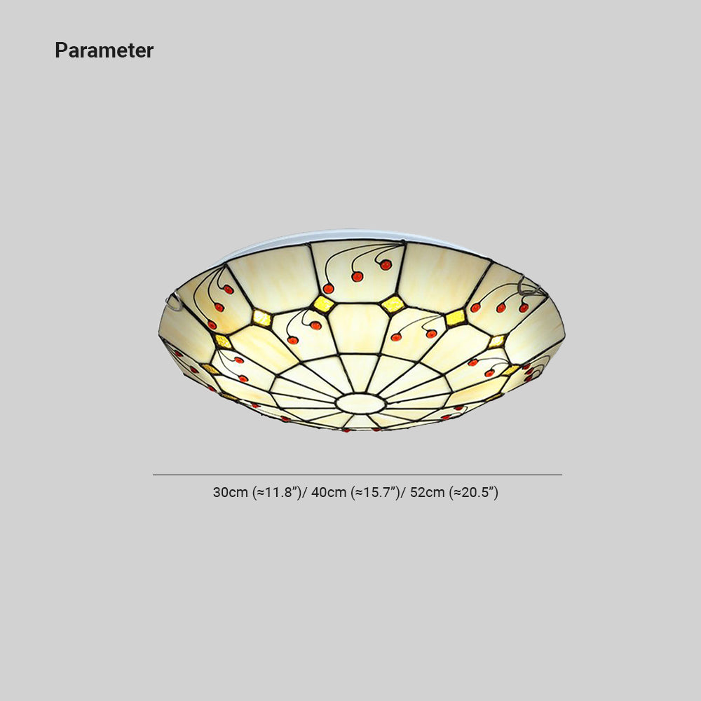 Tiffany Rustic Glass Flush Mount Ceiling Light Kitchen - Letslighting