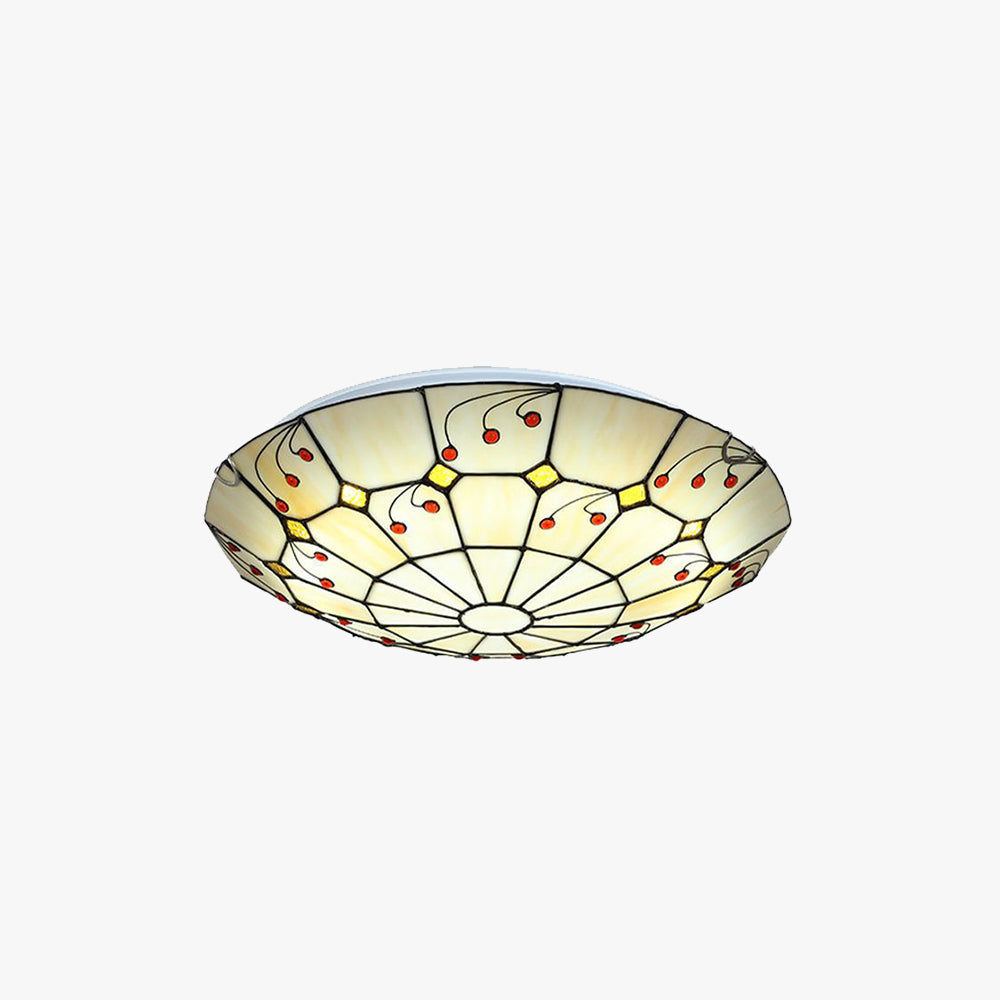 Tiffany Rustic Glass Flush Mount Ceiling Light Kitchen - Letslighting