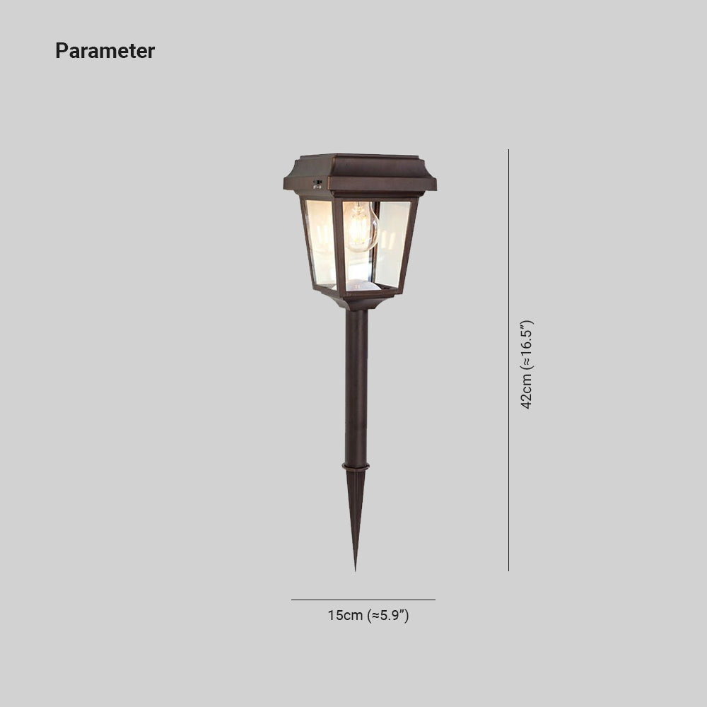 Ray Vintage Metal Lantern Shaped Solar Outdoor Bollard Light