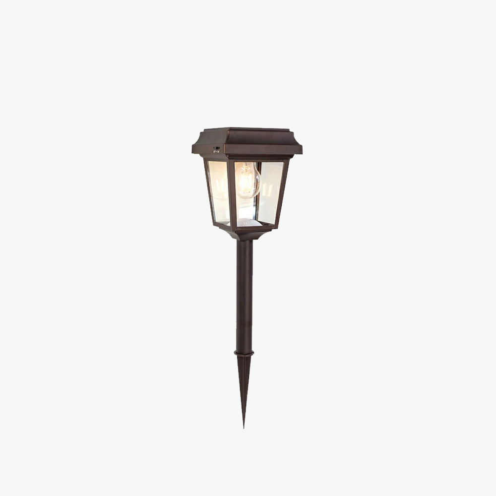 Ray Vintage Metal Lantern Shaped Solar Outdoor Bollard Light