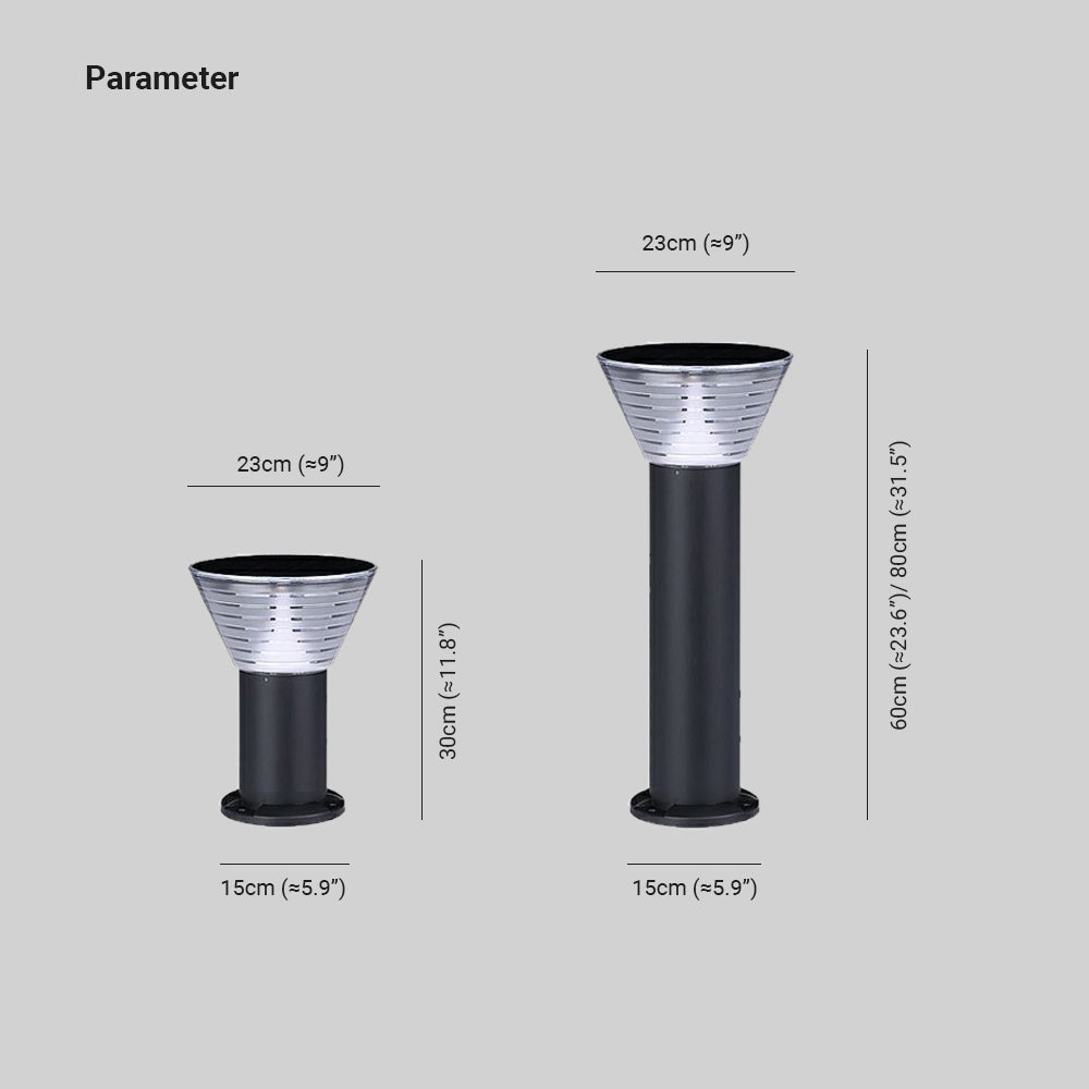 Ray Modern Metal Conical Solar Outdoor Bollard Light