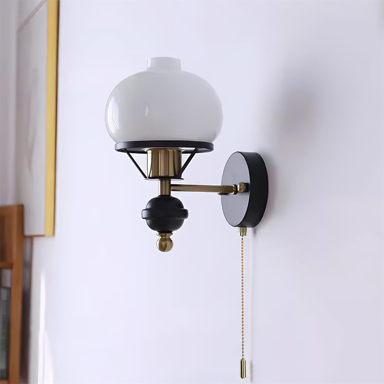 Aurum Balck Wall Light pull-chain switch - Letslighting