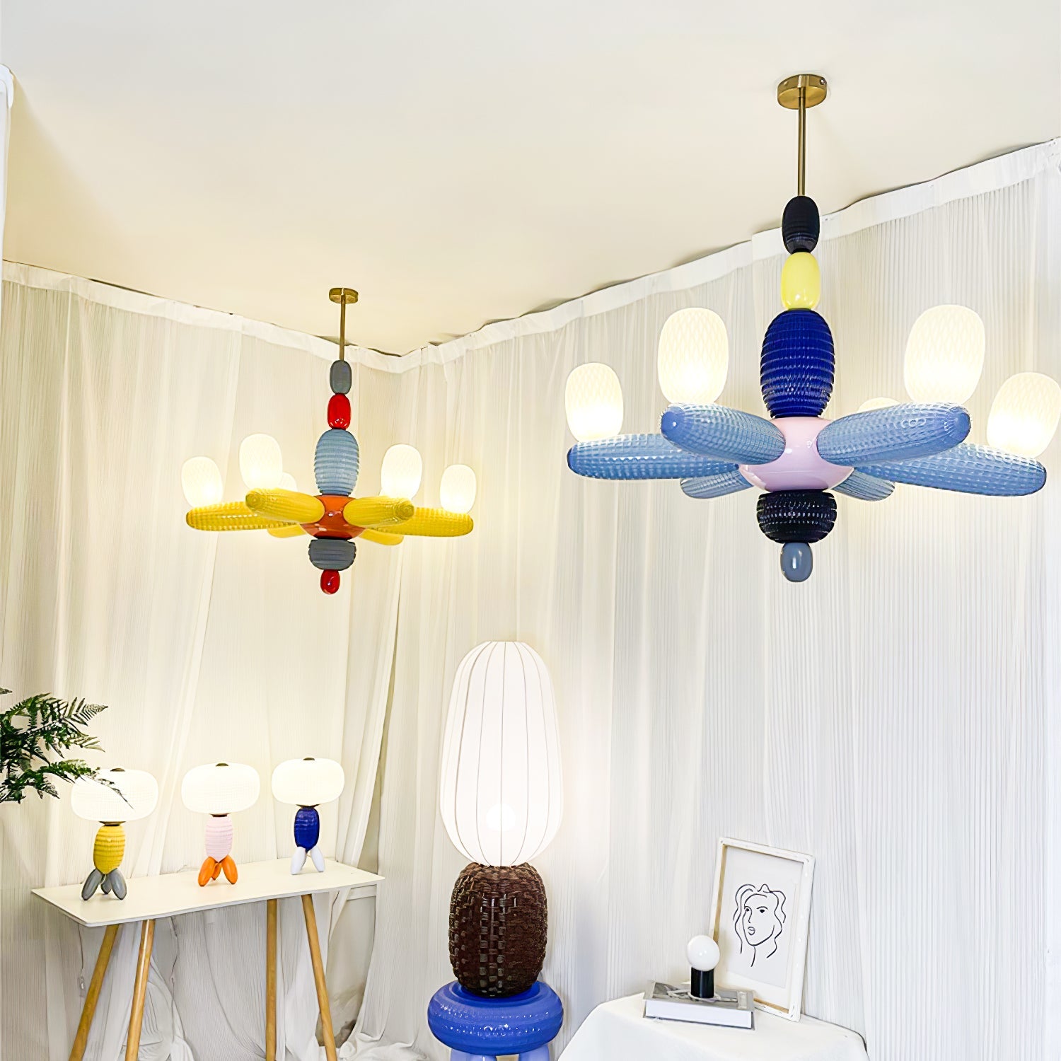 Balloons Chandelier Porcelain Modules Frosted Orbs - Letslighting