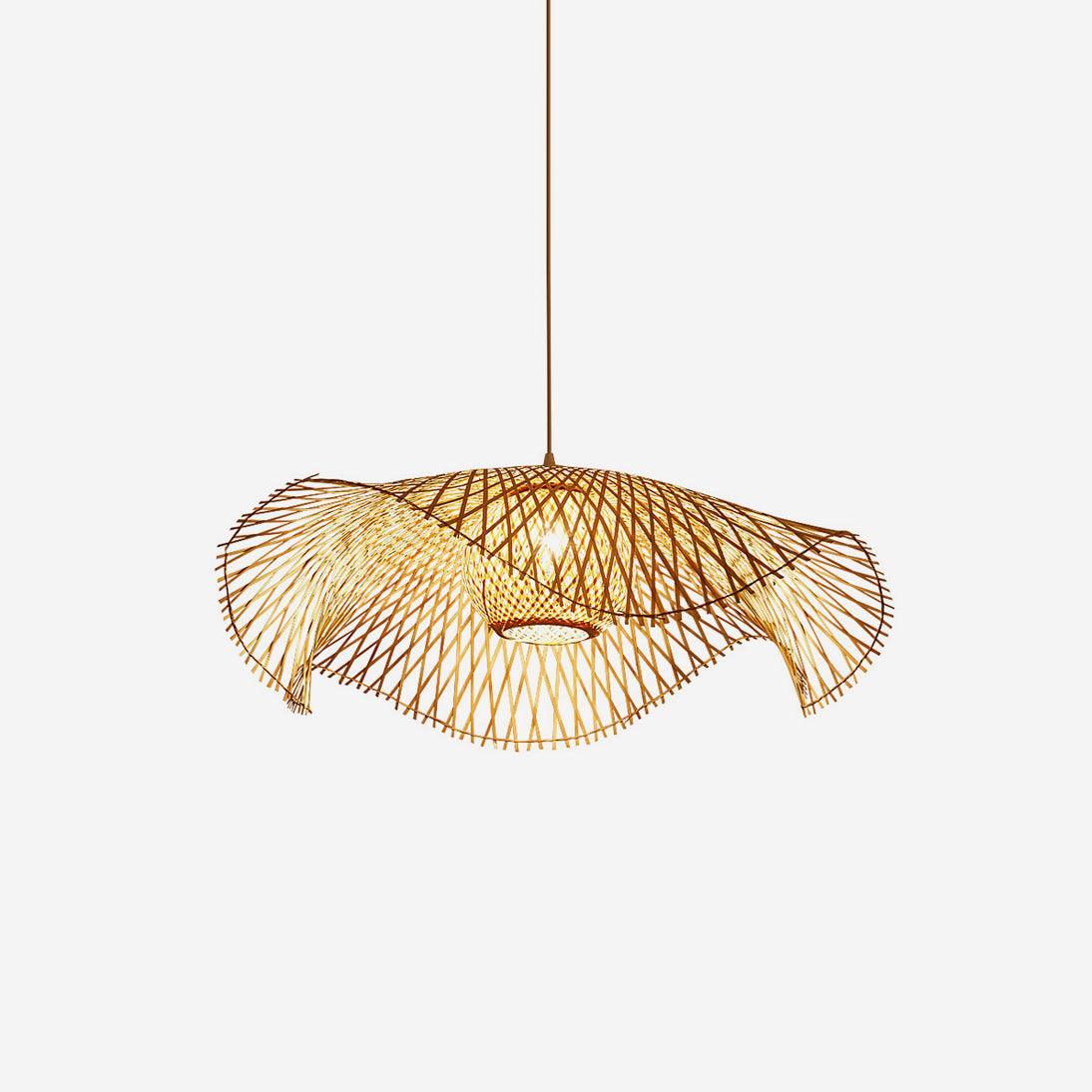 Pendant Lamp Bamboo Lotus Leaf Shape Open Weave Natural - Letslighting