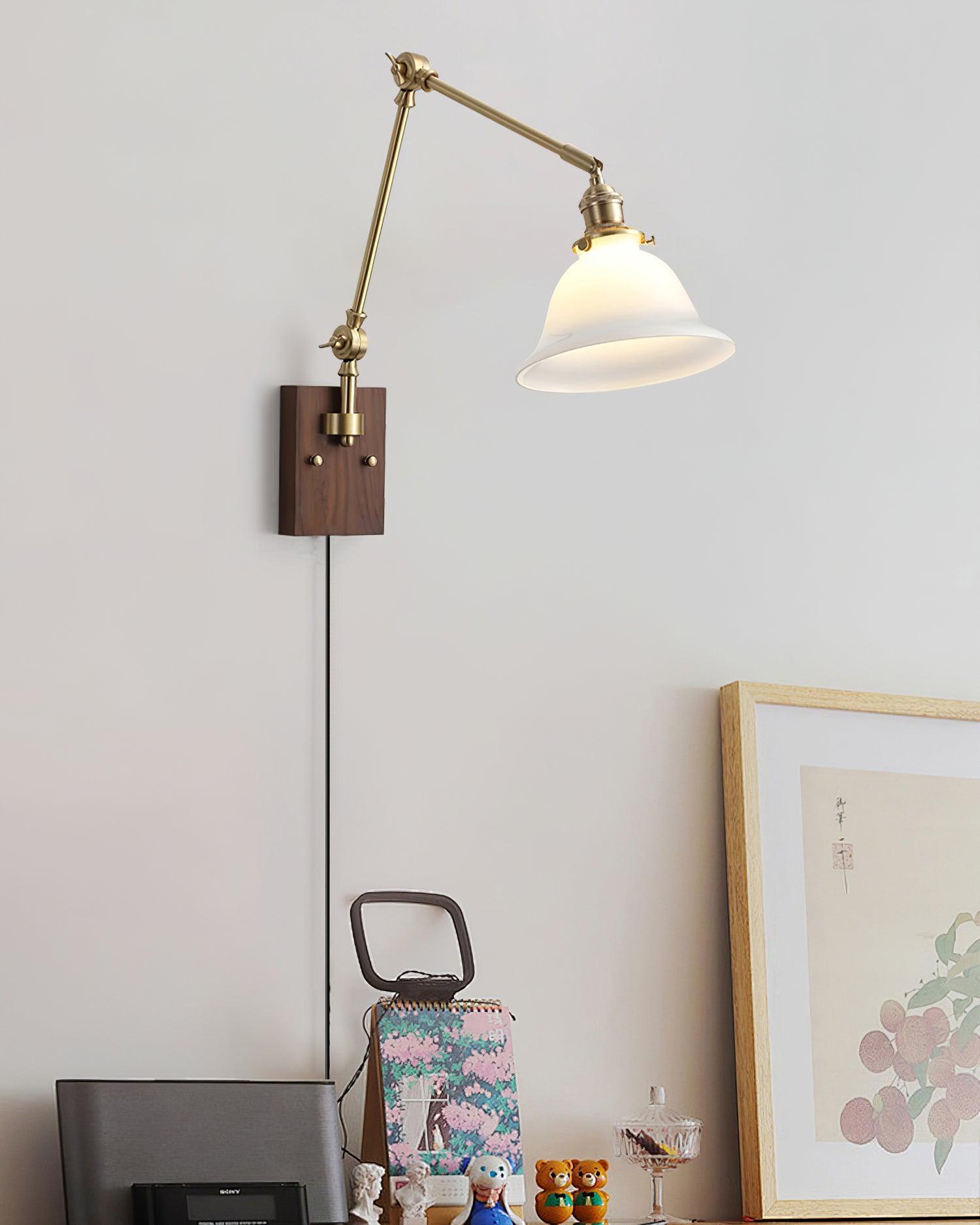 Vionde Adjustable Brass and Green Glass Wall Lamp - Letslighting
