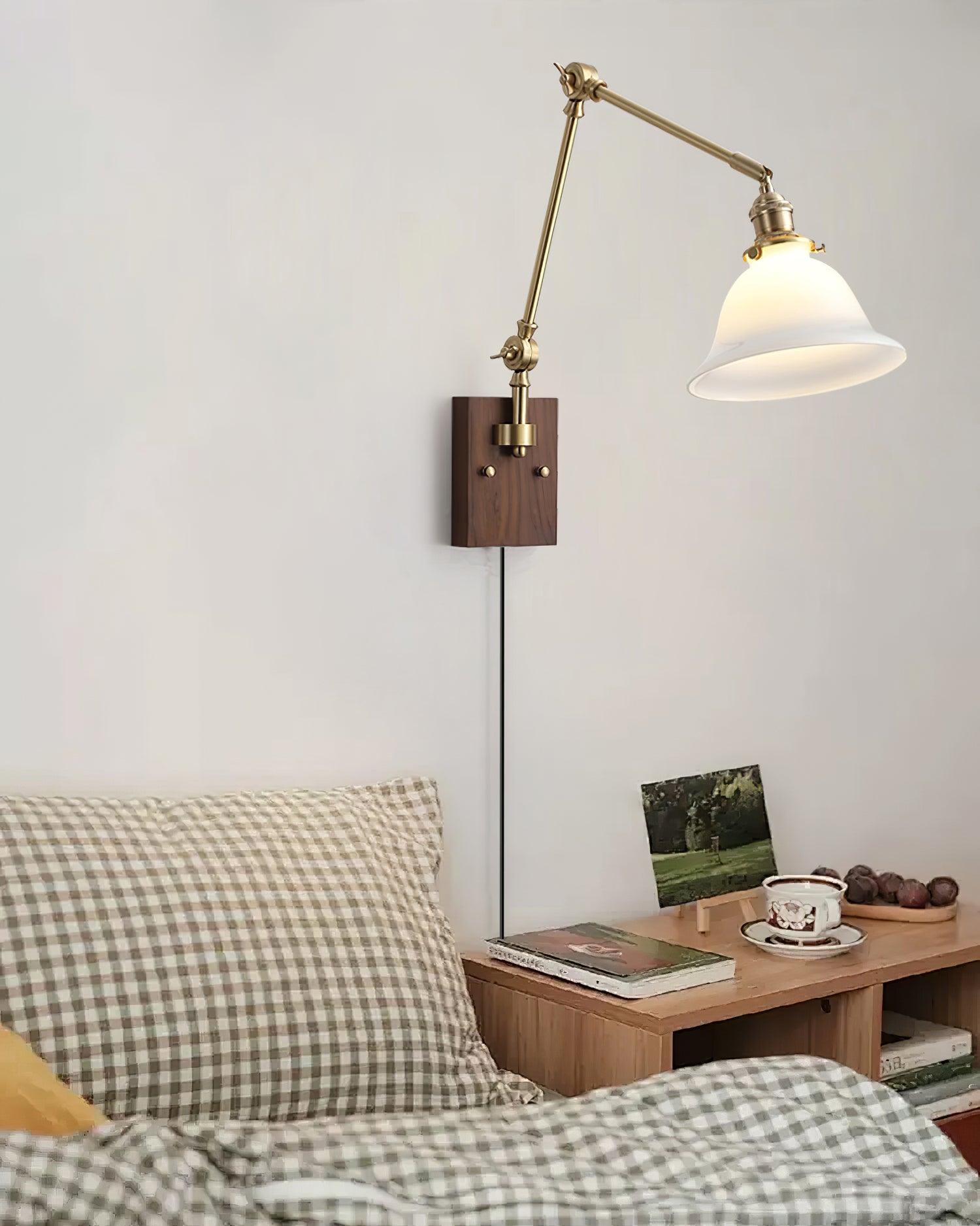 Vionde Adjustable Brass and Green Glass Wall Lamp - Letslighting