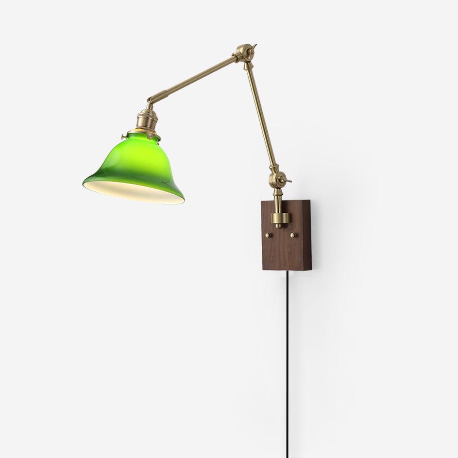 Vionde Adjustable Brass and Green Glass Wall Lamp - Letslighting