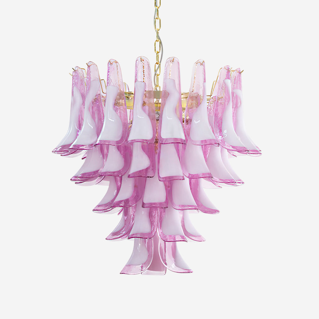 Barovier Chandelier Pink Glass Petal Cascade - Letslighting
