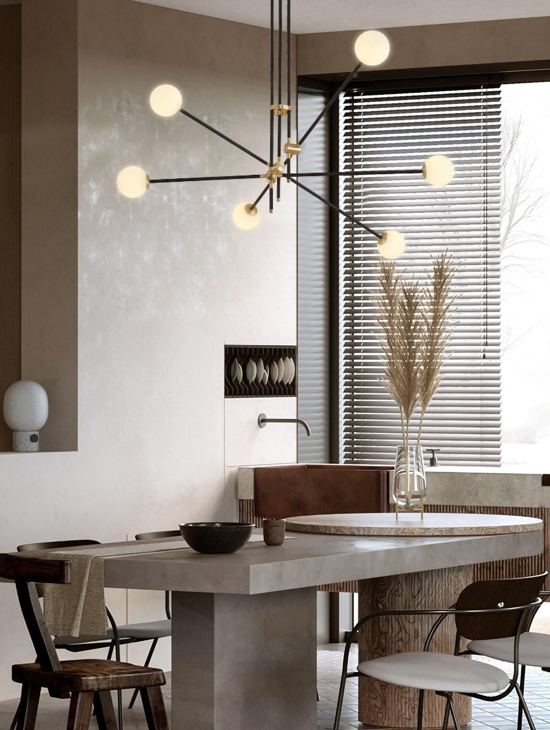 Lustra Chandelier SI Brass Glass Globe - Letslighting
