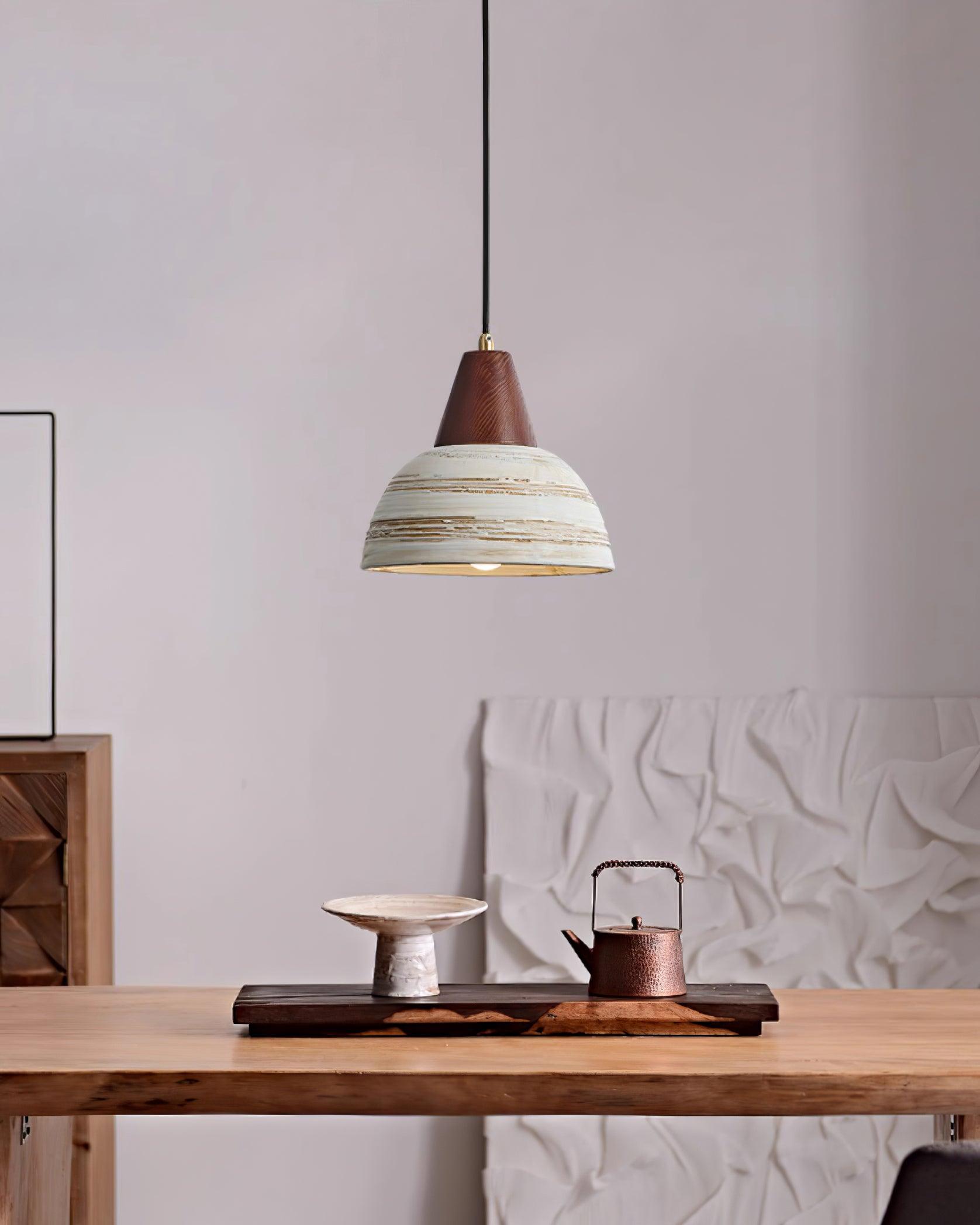 Pendant Lamp Textured Ceramic Shade Tapered Nordic Minimalist - Letslighting