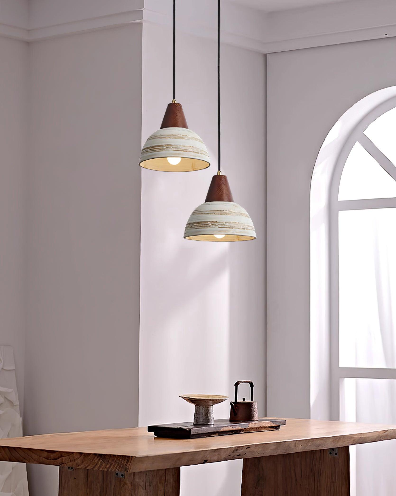 Pendant Lamp Textured Ceramic Shade Tapered Nordic Minimalist - Letslighting