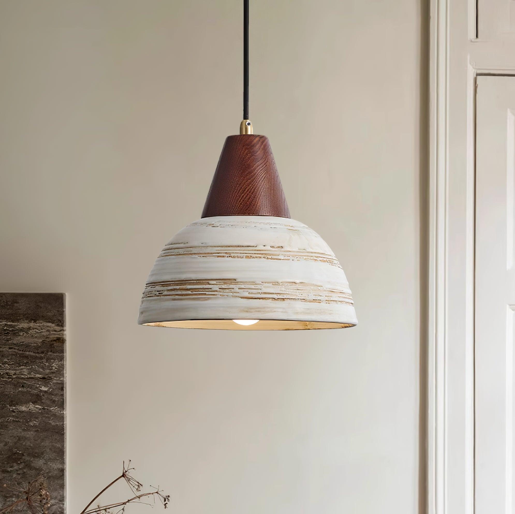Pendant Lamp Textured Ceramic Shade Tapered Nordic Minimalist - Letslighting