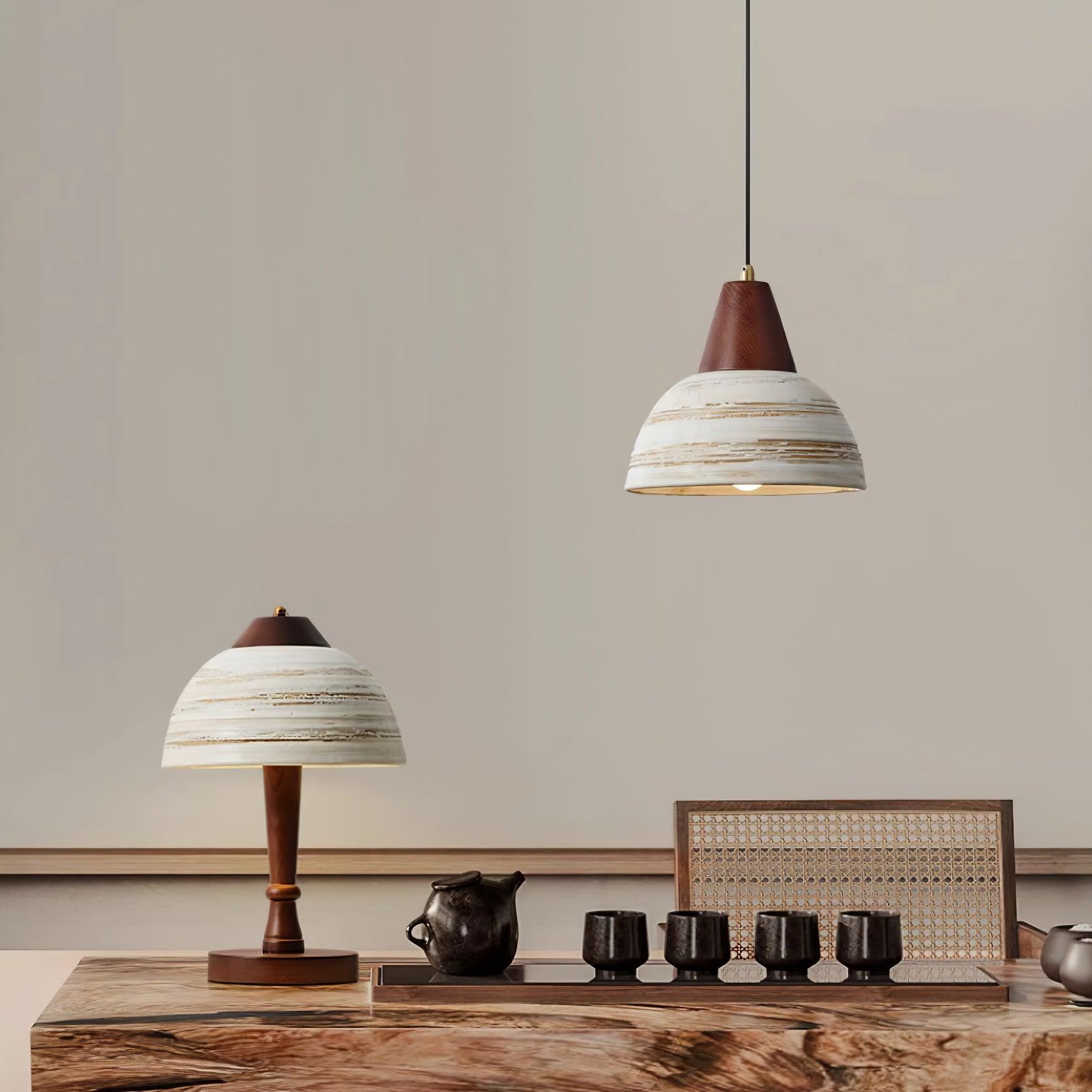 Pendant Lamp Textured Ceramic Shade Tapered Nordic Minimalist - Letslighting