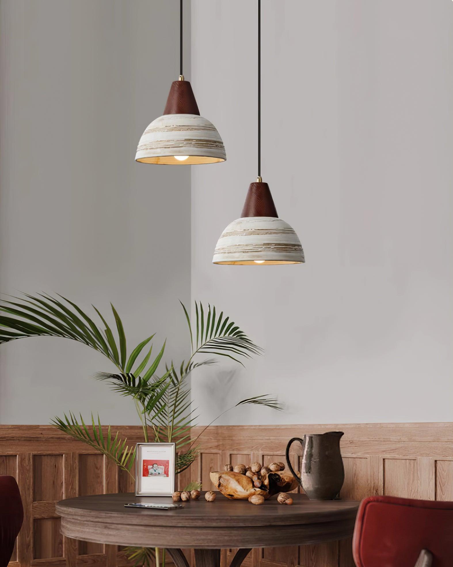 Pendant Lamp Textured Ceramic Shade Tapered Nordic Minimalist - Letslighting