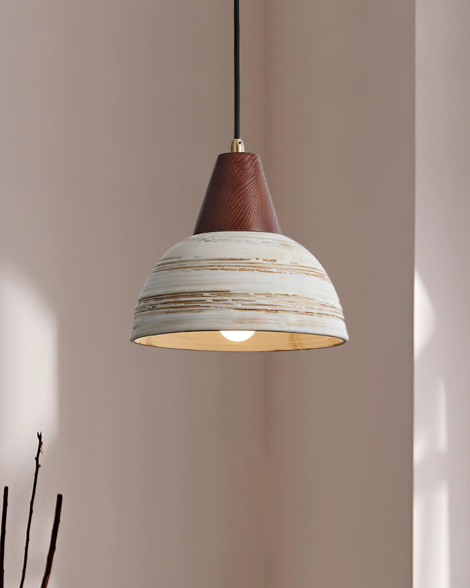 Pendant Lamp Textured Ceramic Shade Tapered Nordic Minimalist - Letslighting