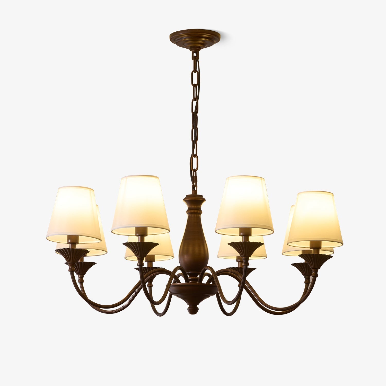 Aurora Chandelier Fabric Shade Vintage - Letslighting