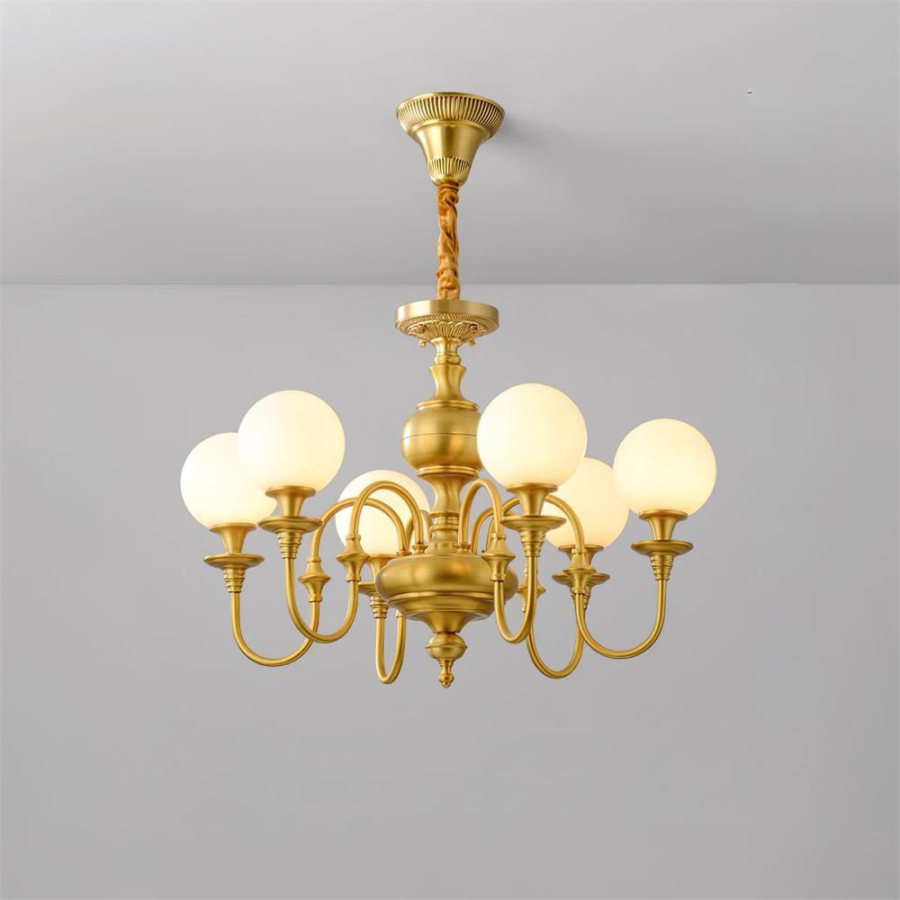 Beatty Chandelier Brass Globe Arms - Letslighting