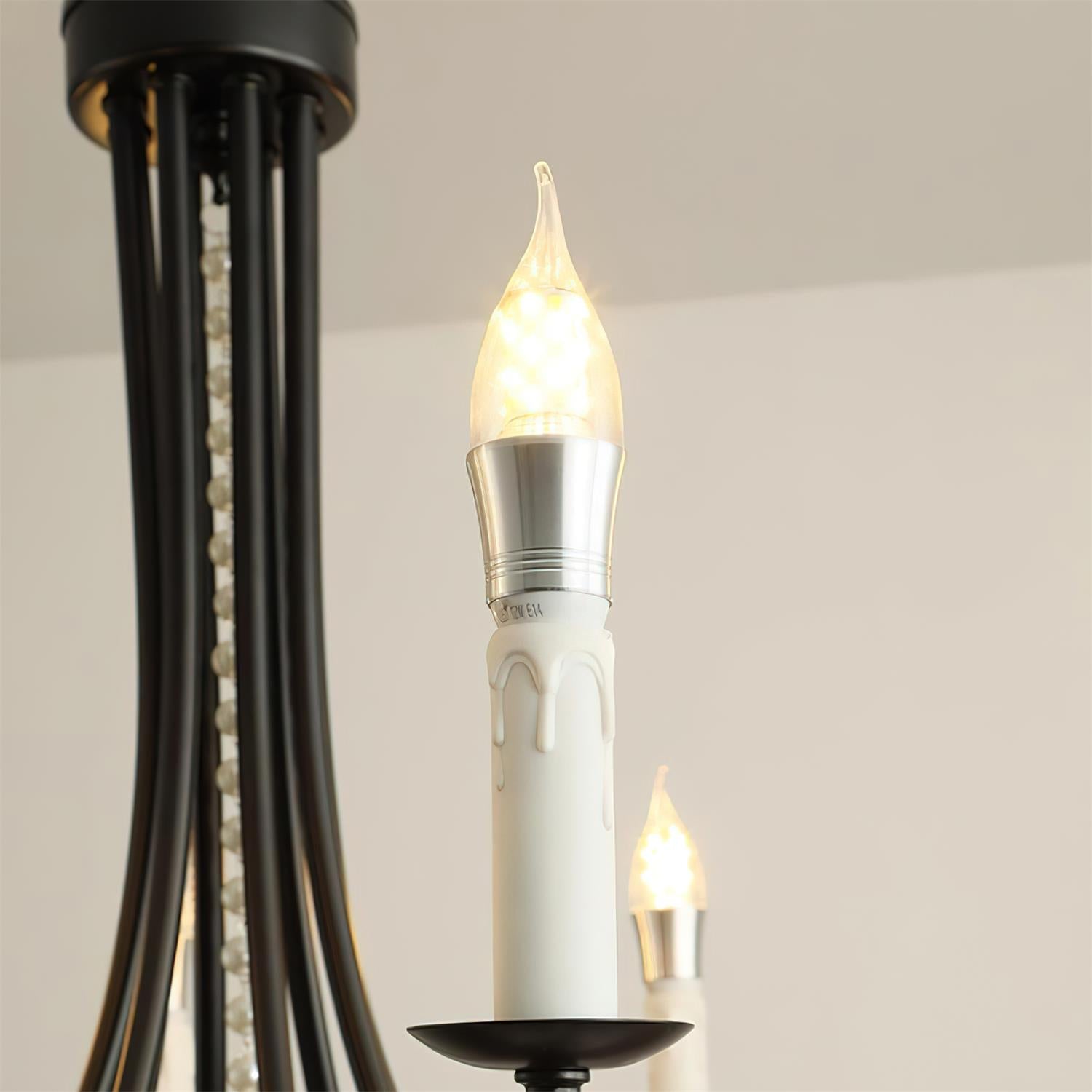 Rococo Chandelier Candle-style Black Crystal drop - Letslighting