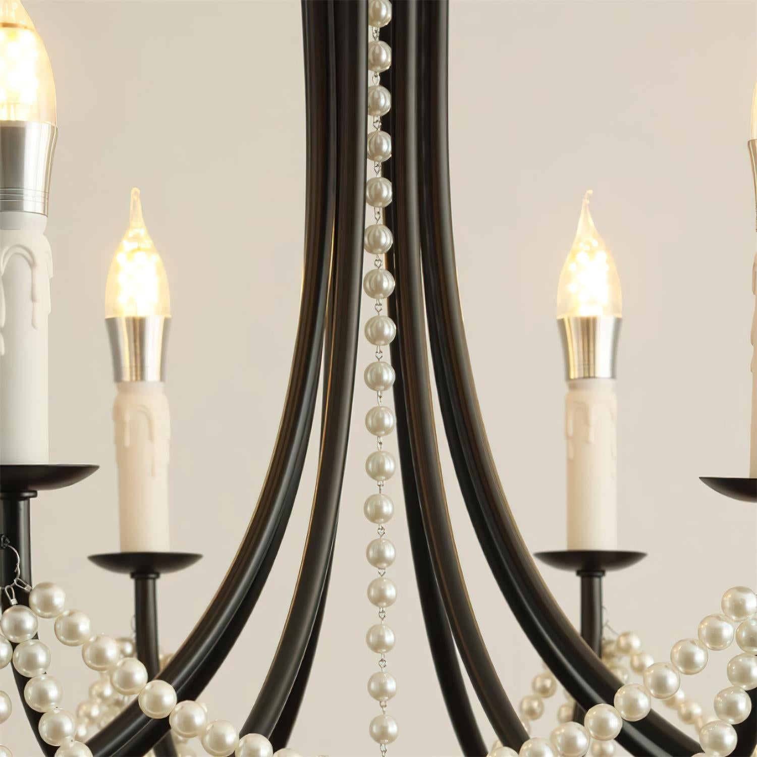 Rococo Chandelier Candle-style Black Crystal drop - Letslighting