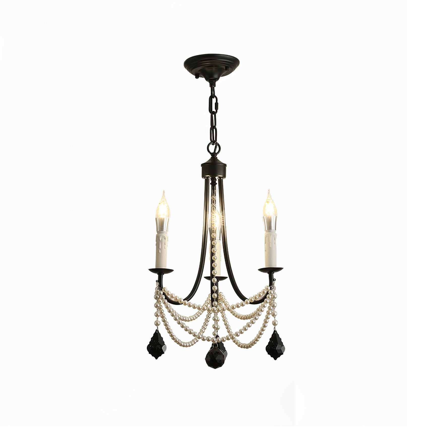 Rococo Chandelier Candle-style Black Crystal drop - Letslighting