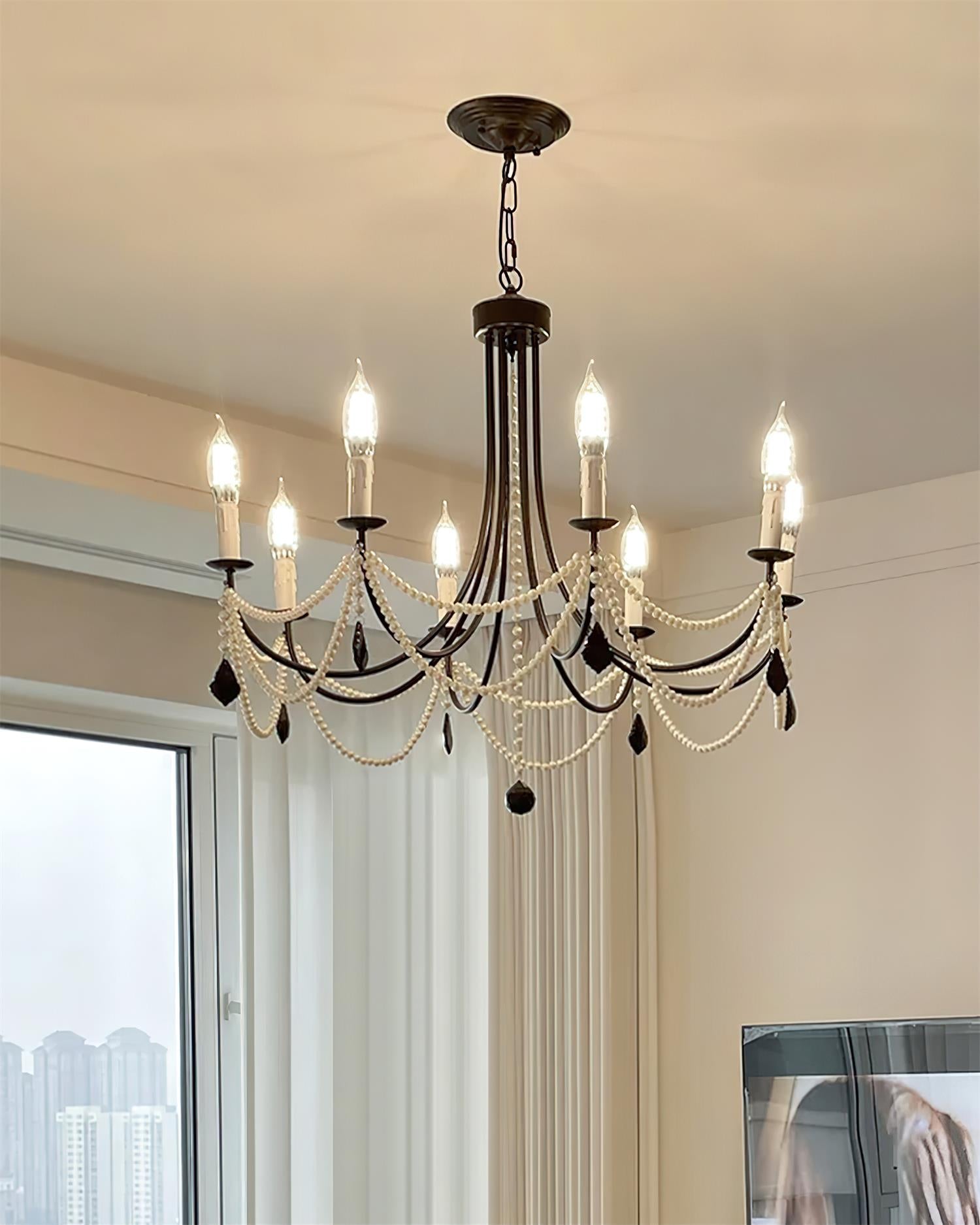 Rococo Chandelier Candle-style Black Crystal drop - Letslighting