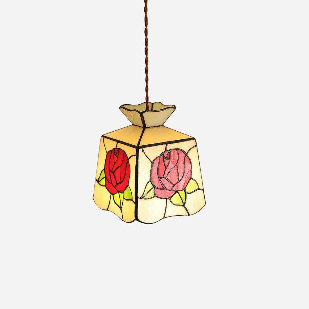 Roselit Pendant Lamp Stained Glass Floral Organic - Letslighting