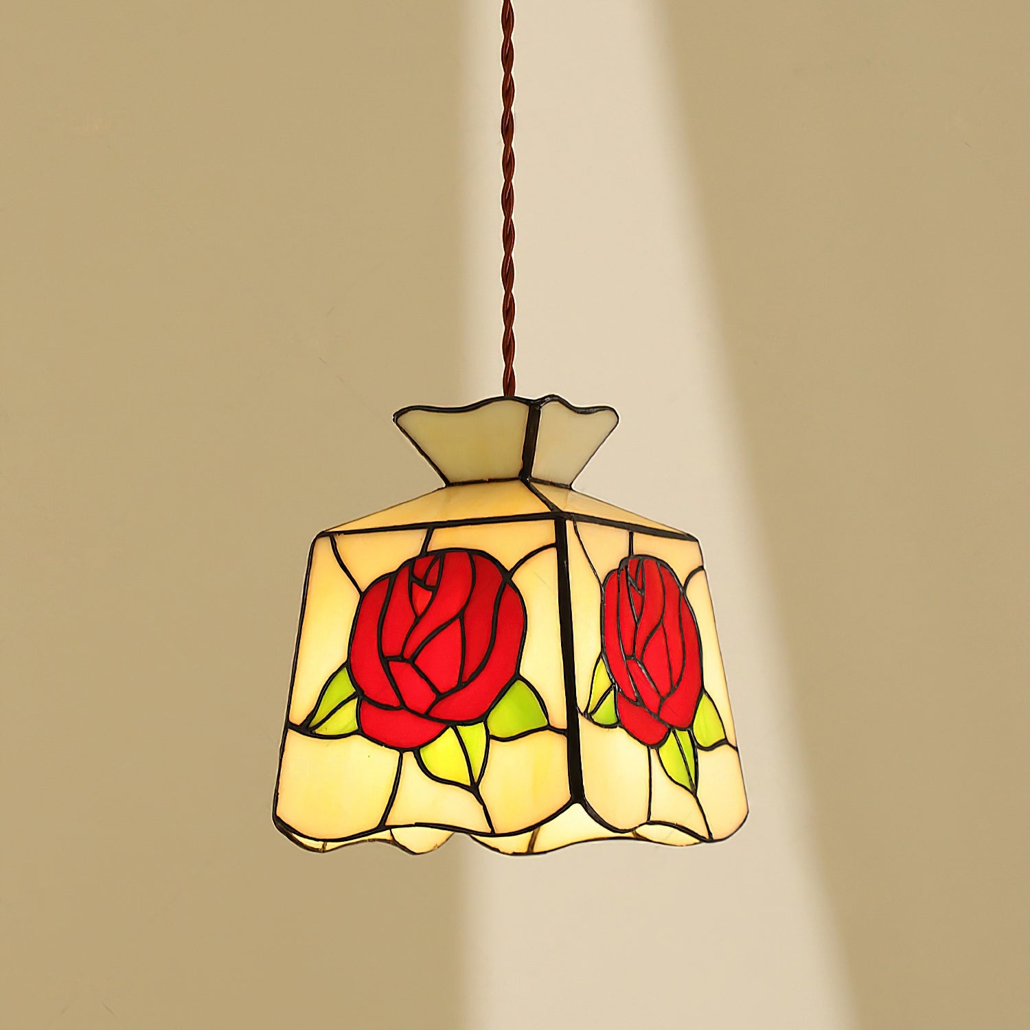 Roselit Pendant Lamp Stained Glass Floral Organic - Letslighting