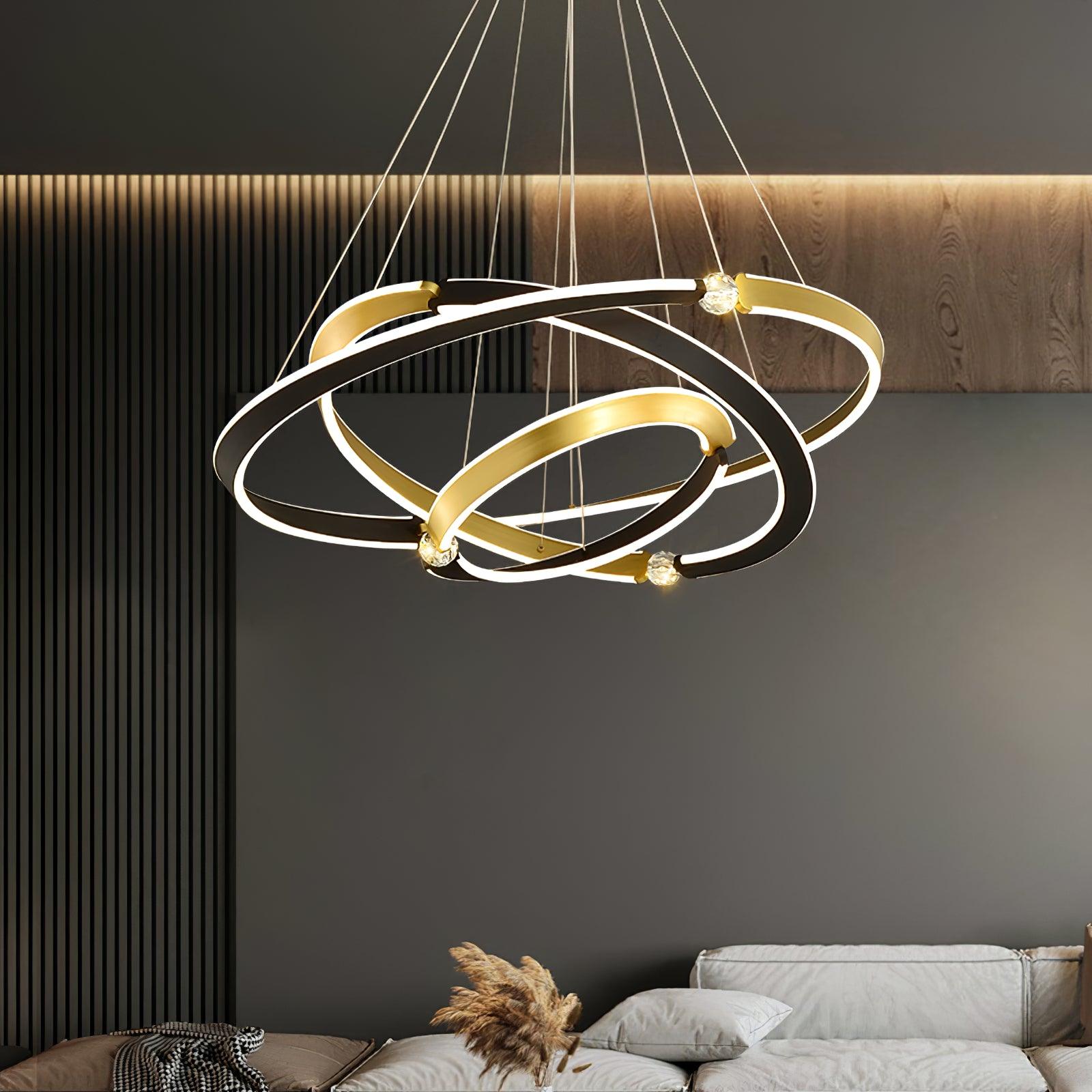 Lustra Chandelier Crystal Black Gold Dining LED - Letslighting