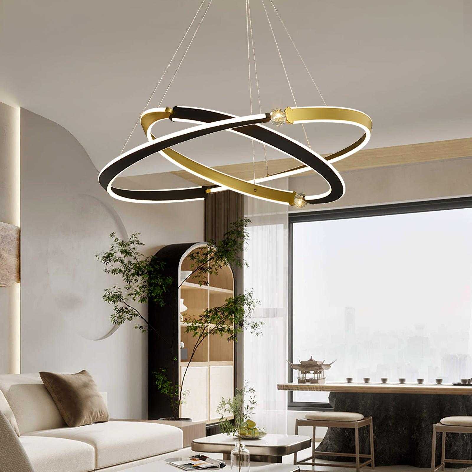 Lustra Chandelier Crystal Black Gold Dining LED - Letslighting