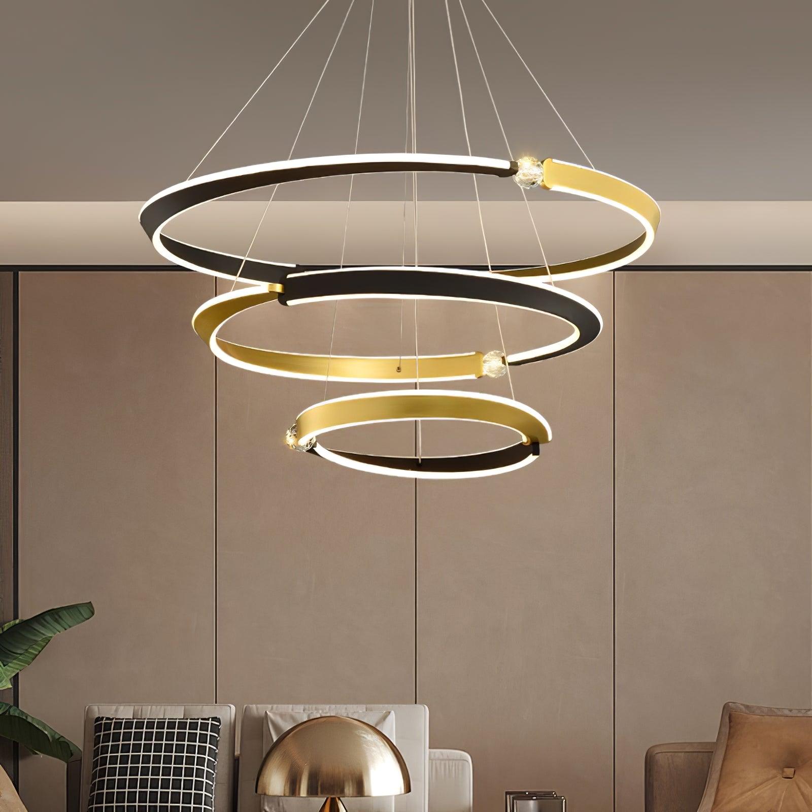Lustra Chandelier Crystal Black Gold Dining LED - Letslighting