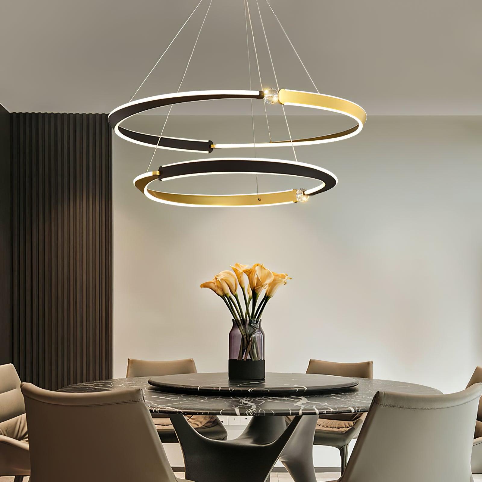 Lustra Chandelier Crystal Black Gold Dining LED - Letslighting