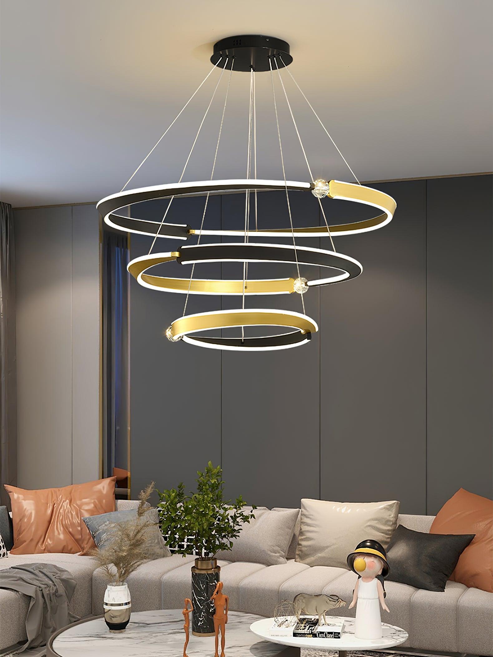 Lustra Chandelier Crystal Black Gold Dining LED - Letslighting