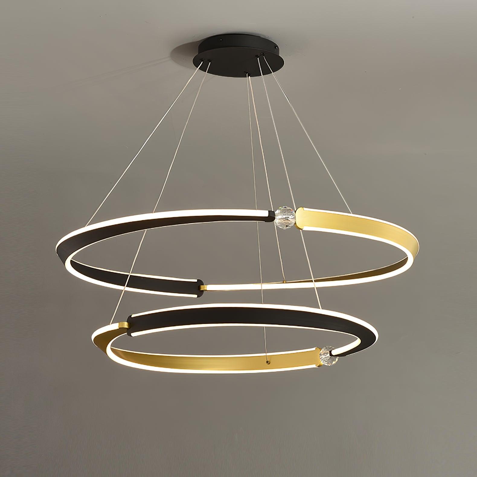 Lustra Chandelier Crystal Black Gold Dining LED - Letslighting