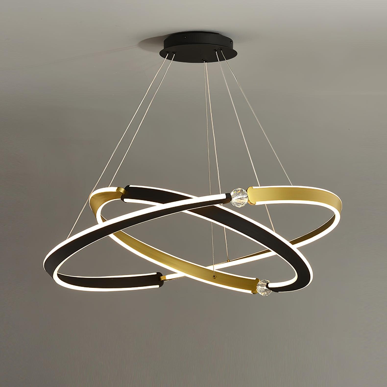 Lustra Chandelier Crystal Black Gold Dining LED - Letslighting