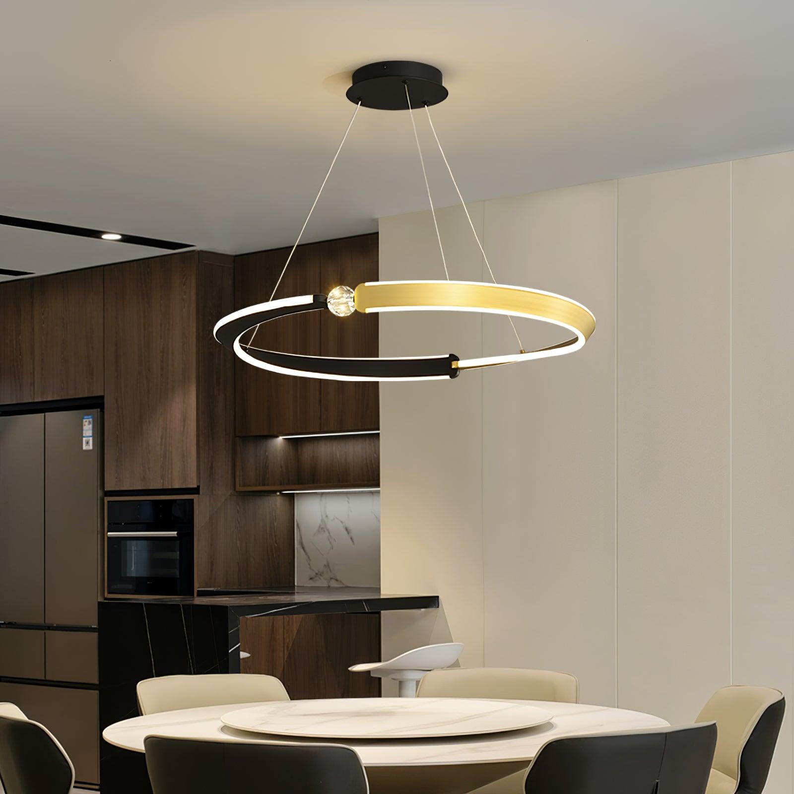 Lustra Chandelier Crystal Black Gold Dining LED - Letslighting