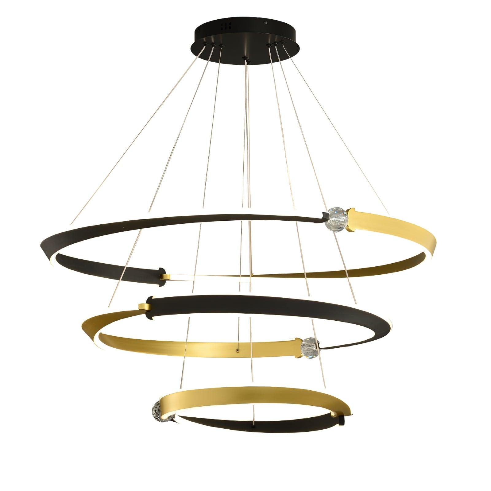 Lustra Chandelier Crystal Black Gold Dining LED - Letslighting