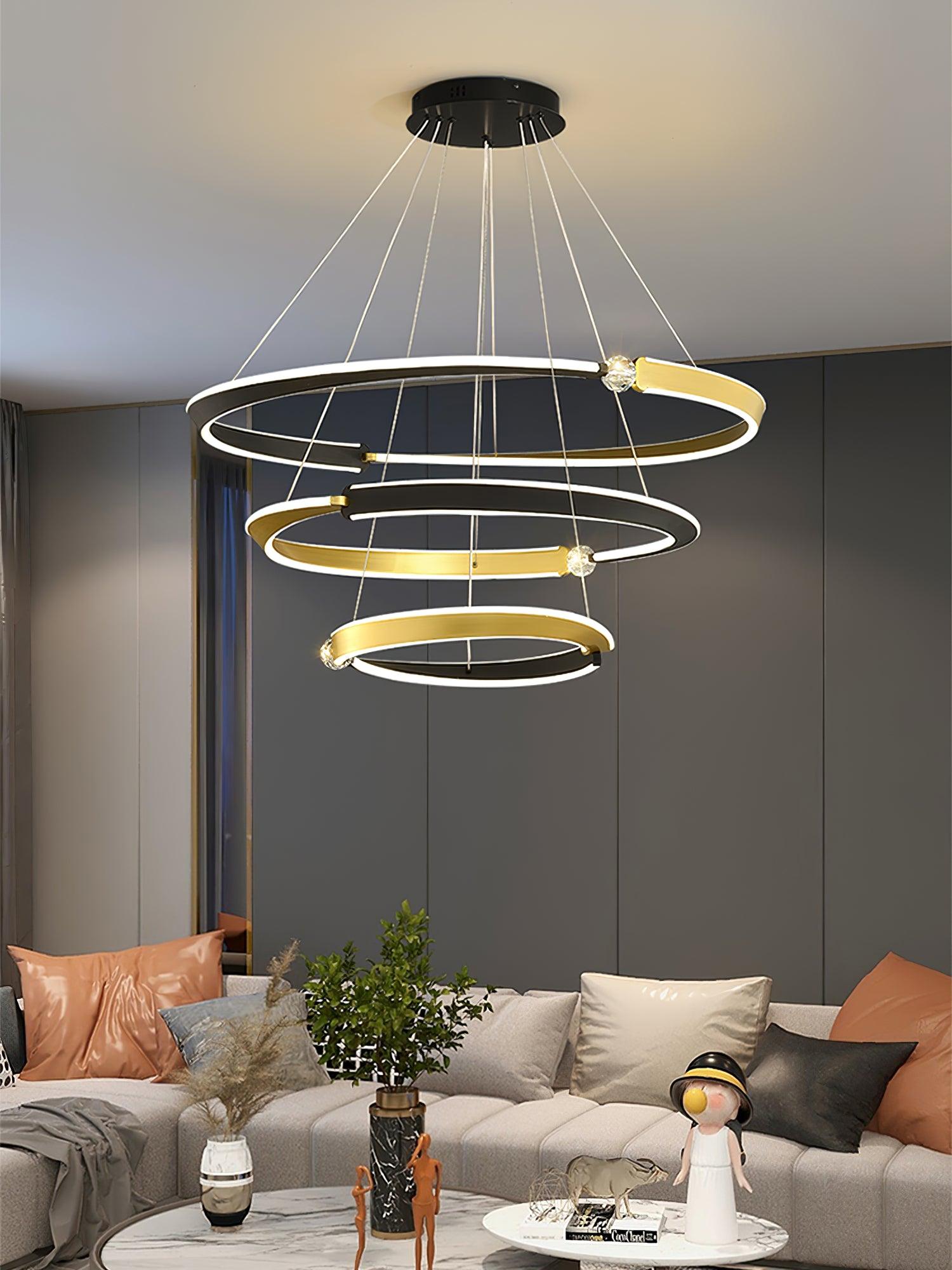 Lustra Chandelier Crystal Black Gold Dining LED - Letslighting